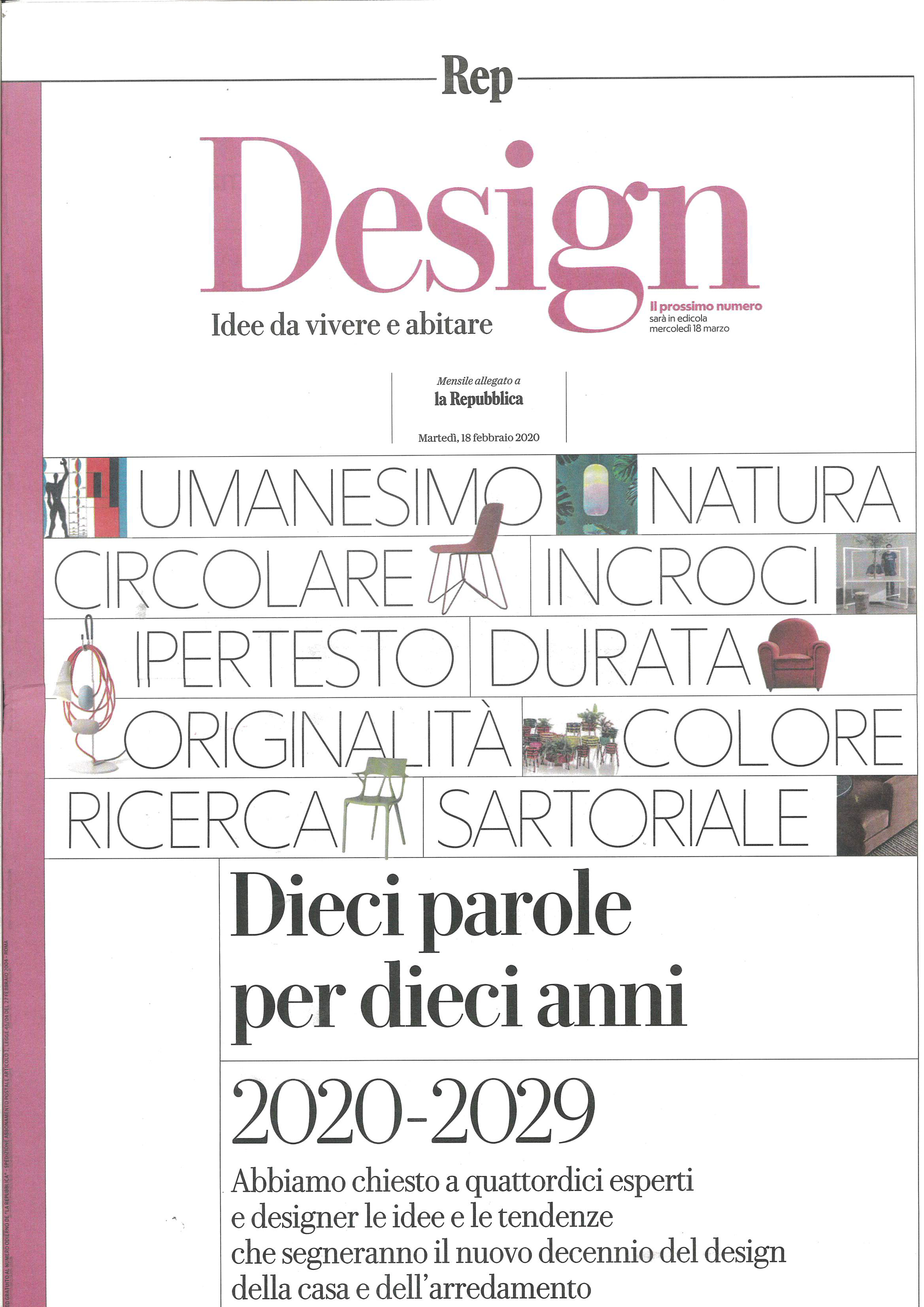 La Repubblica Design Italy February 2020